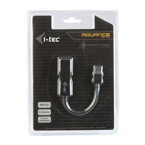 I-TEC USB 2.0 Advance 10/100 Fast Ethernet LAN-netværksadapter USB 2.0 til RJ45 LED-indikator til tablets Ultrabooks Notebooks (U2LAN)