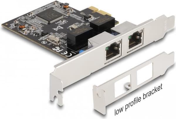 Delock PCI Express x1-kort till 2 x RJ45 Gigabit LAN RTL8111 (88615) Silver