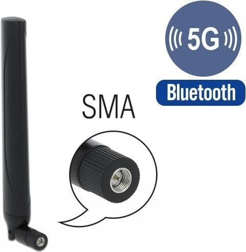 DeLOCK - antenn - 19,7 cm - mobiltelefon, Bluetooth - -0,5 - 2,3 dBi - rundstrålande - svart (12633)