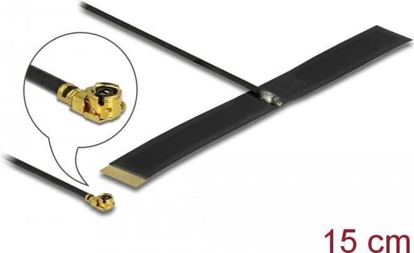 DeLOCK LPWAN Antenne MHF I stik - 0,38 dBi 1,13 15cm FPC intern selvklæbende - antenne - Smart Home - -0,38 dBi - klæbende montering - sort (12614)