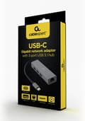 Miniatyrbild 3 av 3: Gembird USB typ-C Gigabit nätverksadapter med inbyggd USB 3.1-hubb