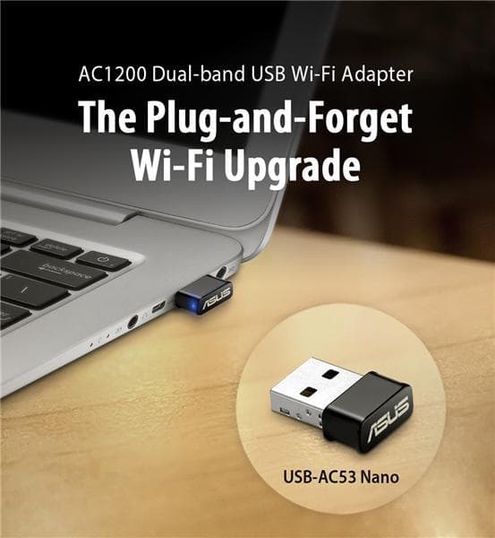 ASUS USB-AC53 Nano - Nätverksadapter - USB2.0 - 802.11b, 802.11a, 802.11g, 802.11n, 802.11ac (90IG03P0-BM0R10)