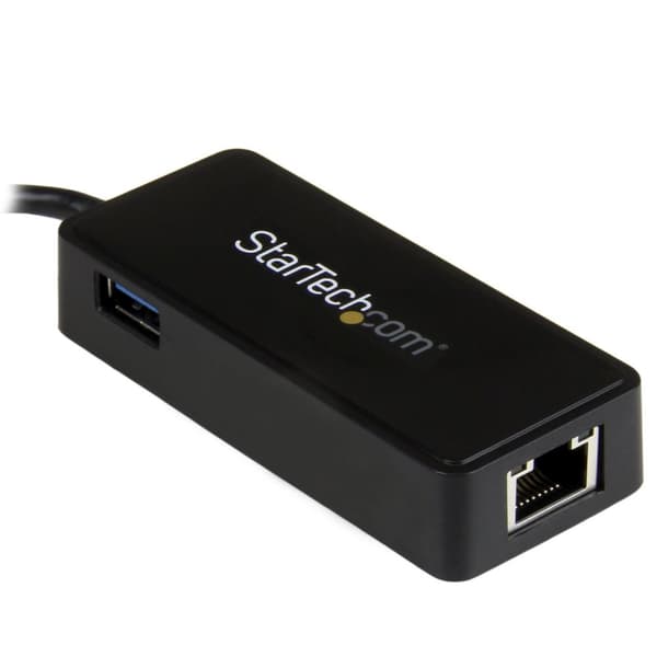 StarTech.com USB C til Gigabit netværksadapter med ekstra port - Thunderbolt 3 kompatibel - Sort