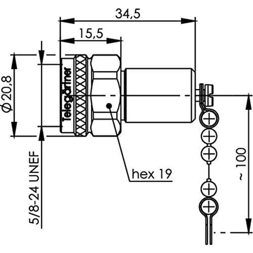 Telegärtner N Afslutningsmodstand (M) J01026B0010 50 Ohm 2 W 18GHZ Kæde 4018359277017