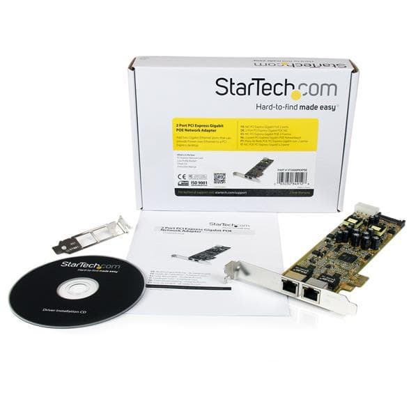 StarTech Dual Port PCI Express Gigabit netværkskort - PCIe PoE/PSE NIC Server Adapter - Netværksadapter - PCIe - Gigabit Ethernet x 2 (ST2000PEXPSE)