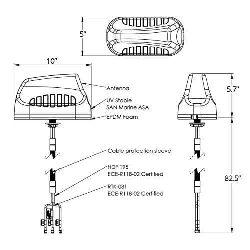 Poynting High Performance Robust Multifunc.l 3-i-1 MIMO Antenne 2 - LTE 450-2700 (maks. Gain: 4,2 dBi) + 1 - GPS/Glonass -0,3 M Brandhæmmende højkvali