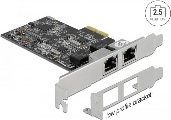 Delock - Verkkosovitin - PCIe 2.1 x 2 matala profiili - 2,5GBase-T x 2 (89530)