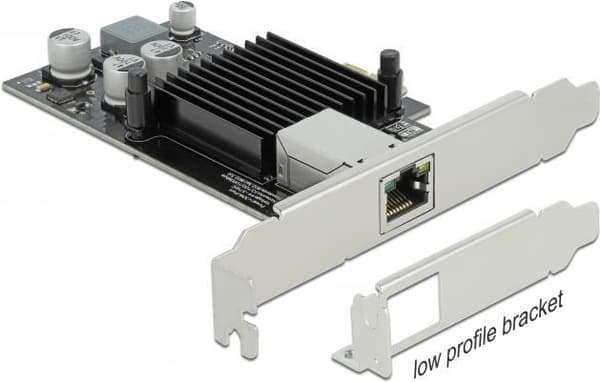 DeLOCK - Nätverksadapter - PCIe 2.1 Low-Profile - Gigabit Ethernet (PoE+) x 1 (89574) Svart, Metallisk