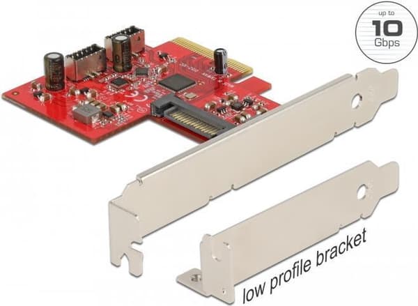 Delock - USB-adapter - PCIe 3.0 x4 - USB 3.2 Gen 2 (intern) x 2 (90058) Rød, Hvid