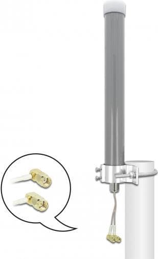 DeLOCK - antenne - mobiltelefon, Wi-Fi - 2 - 3 dBi - rundstrålende - udendørs, stangmontering - grå (12694)