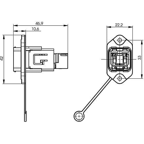 Telegärtner Telegaertner RJ45 flangesæt variant 14 J80020A0010 kobling, indbyggede stænger: 8P8C metal