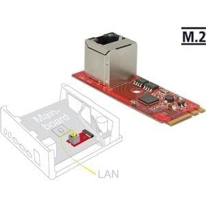 DeLock Converter M.2 Key A+E han > 1 x Gigabit LAN lodret - Netværksadapter - M.2 Card - Gigabit Ethernet x 1 (62949) Rød
