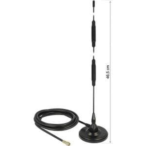 Delock LTE antenne SMA stik 7 dBi fast omnidirektionel med magnetisk stativ og tilslutningskabel RG-58 3 m udendørs sort (12428)