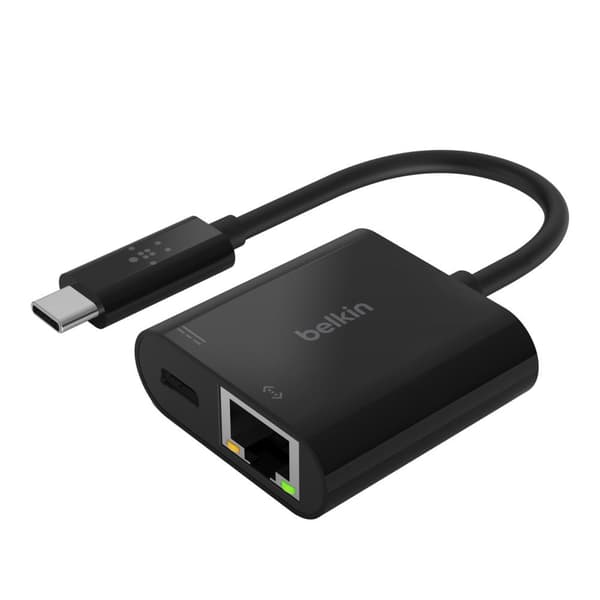 Linksys Belkin - Nätverksadapter - USB-C - Gigabit Ethernet x 1 + USB-C (endast ström) x 1 (INC001BTBK)
