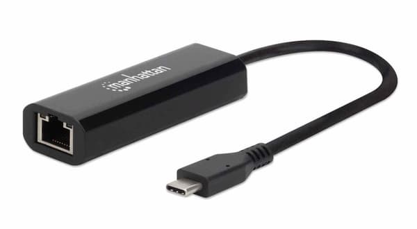 MANHATTAN USB-C – 2,5 GBASE-T Ethernet-verkkosovitin USB 3.2 Gen 1 5 Gbps Multi-Gigabit Ethernet 10/100/1000 Mbps 2,5 Gbps (153300) musta