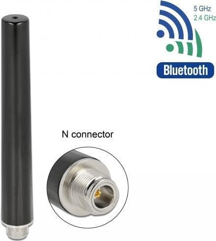 DeLOCK - Antenne - 16,55 cm - Wi-Fi - 4 - 6 dBi - rundstrålende - udendørs - sort (12701)