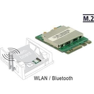 DeLock Module M.2 Key A+E hane > WLAN 11ac/a/b/g/n + Bluetooth 4.0 - Nätverksadapter - M.2 Card - 802.11b, 802.11a, 802.11g, 802.11n, Bluetooth 2.1, B Grön, Silver