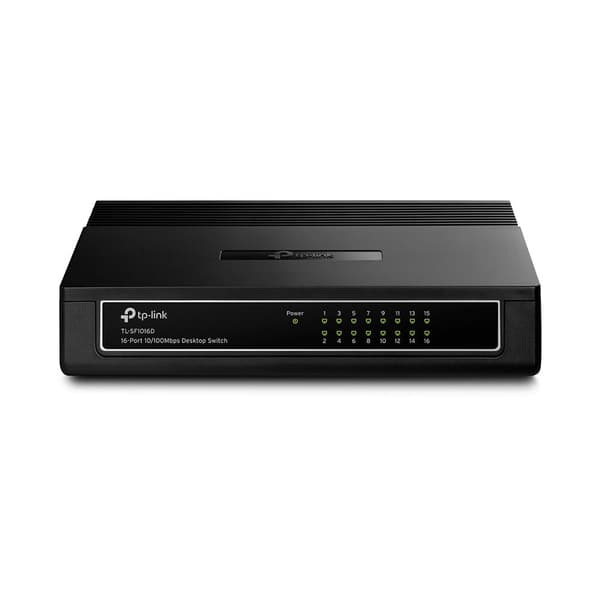 TP-Link TL-SF1016D - Kytkin - 16 porttia - EN, Fast EN - 10Base-T, 100Base-TX (TL-SF1016D) musta