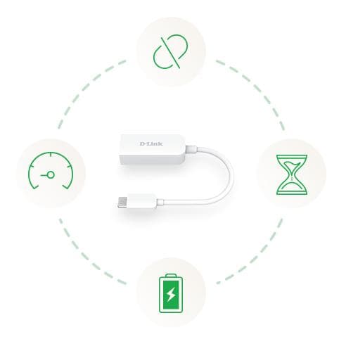 D-Link DUB-E250 - Nätverksadapter - USB-C / Thunderbolt 3 - 2,5GBase-T x 1