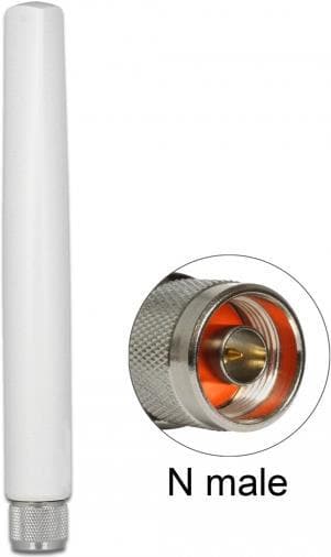DeLOCK - antenne - 18,7 cm - stang - 1,45 dBi - ikke-retningsbestemt - udvendig, indvendig - hvid
