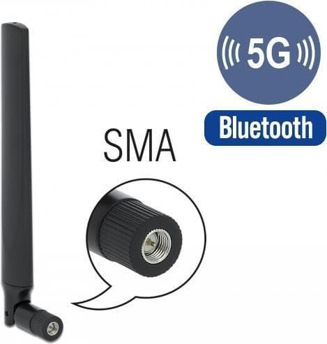 DeLOCK - Antenne - 18.306 cm - mobiltelefon, Bluetooth - -3.3 - 1.3 dBi - rundstrålende - sort (12634)