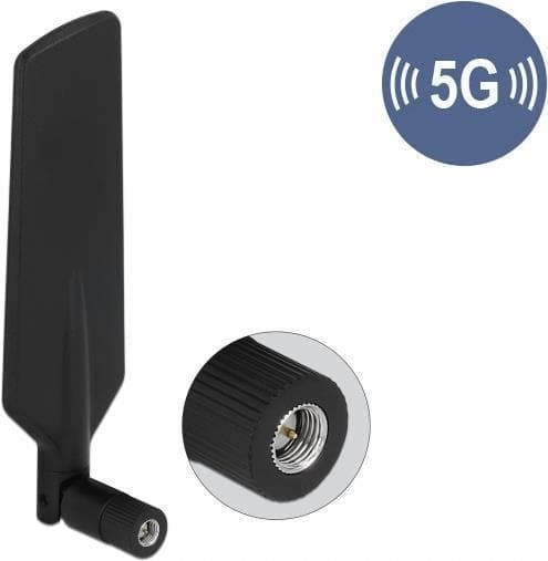 Delock 5G LTE antenn SMA-kontakt -1 - 3 dBi rundstrålande roterbar med lutande led svart (12606)
