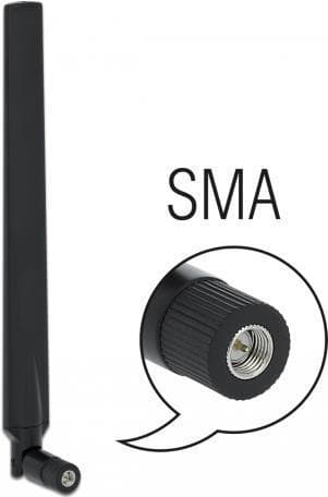 DeLOCK - antenne - 23,11 cm - dipol - smart home - 1,9 - 2,3 dBi - ikke-retningsbestemt - indvendig, skruemontering - sort (12635)