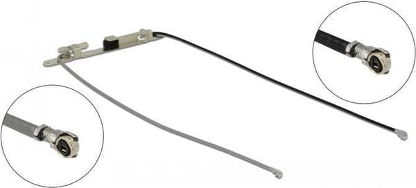 DeLOCK WLAN Twin Antenne - Antenne - Wi-Fi - 1,12 dBi (til 2400 - 2500 MHz), 3,18 dBi (for 5150 - 5850 MHz) - intern, skruemontering - grå, sort (1255