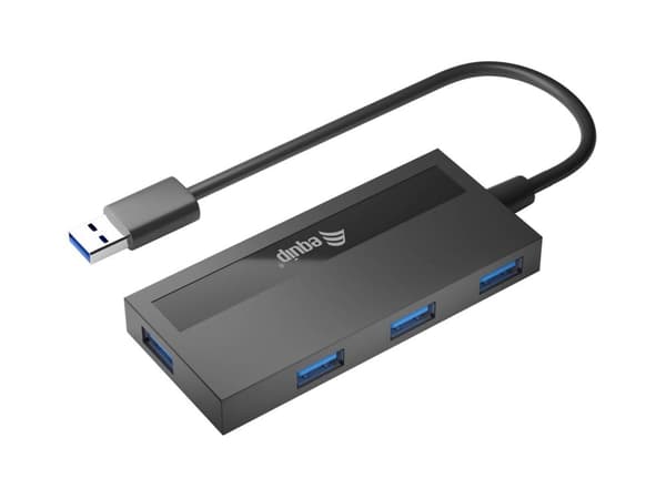 Utrusta USB-hubb 4-portar 3.0 ->4x3.0 +TypC A eller strömförsörjning svart