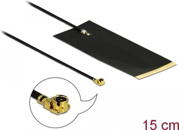 DeLOCK LPWAN Antenne MHF I stik -2,63 dBi 1,13 15cm FPC intern selvklæbende - antenne - Smart Home - -2,63 dBi - klæbende montering - sort (12615)
