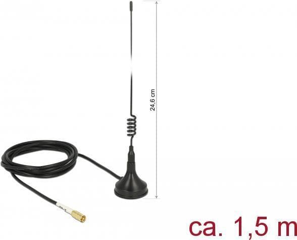 DeLOCK - Antenne - Wi-Fi - 2 dBi - rundstrålende - udendørs - sort (89612)