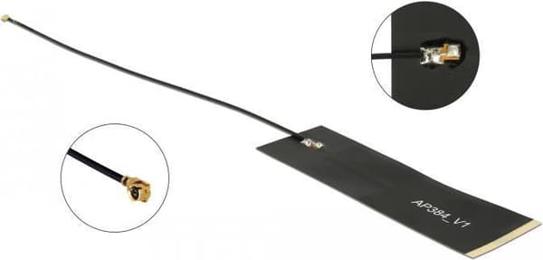 DeLOCK LoRa 863 MHz - antenne - 15cm - 1,68 dBi - selvklæbende montering - indvendig - sort (12540)