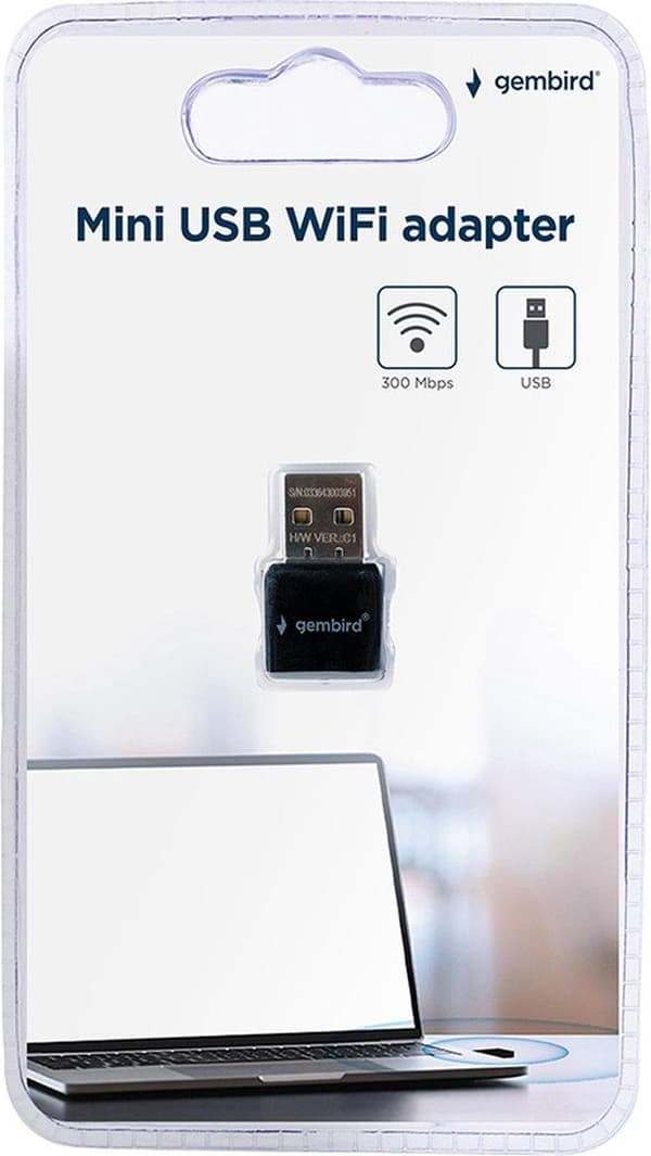 Gembird WNP-UA300-01 Mini USB WiFi-adapter, 300 Mbit/s