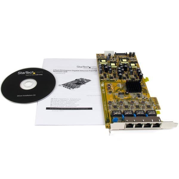 StarTech.com 4 Port Gigabit PoE PCIe nätverkskort - PSE PCI Express NIC - Nätverkskort - PCI Express x4 - Gigabit Ethernet x 4 (ST4000PEXPSE)