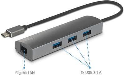 Renkforce RF-3374952 Interface Hub USB 2.0 Type-C 1000 Mbit/s Sort - Grå (RF-3374952)