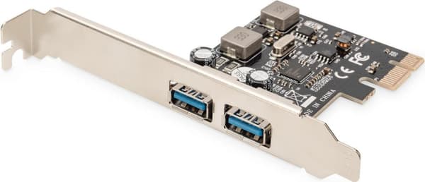 DIGITUS - USB-adapter - PCIe 2.0 Low Profile - USB3.0 x 2 (DS-30220-5) Sort, Nikkel