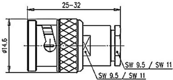 Telegärtner J01002A0609 J01002A0609 BNC-liitin Pistoke, suora 75 Ω 1 kpl