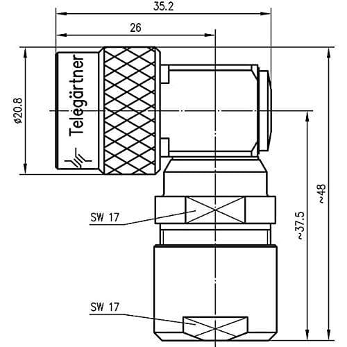 Telegärtner Koax N-Kabelangled stik G1 / G5, 50 OHM Kabelgruppe: G1 (RG-58C/U), G5 (RG-223/U), RG 141 A/U (J01020C0122)