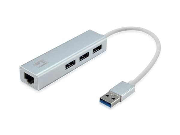 LevelOne Nätverksadapter USB Hub 3-Port Wake-on-LAN USB-0503 V 3 Silver, Vit