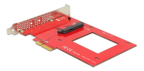 PCI Express x4 Card >1 x internal U.2 NVMe SFF-8639 Sort, Rød, Sølv