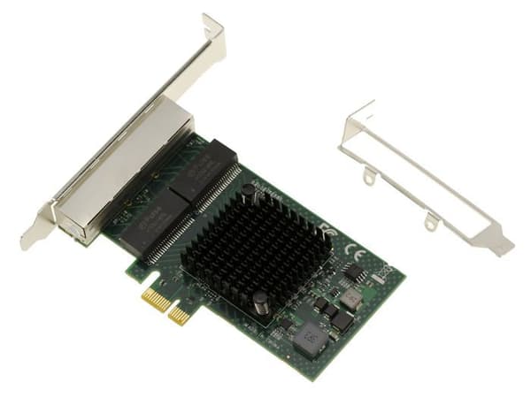 PCIe x1 nätverkskontrollkort 4 RJ45-portar QUAD LAN GIGABIT ethernet 10 100 1000Mb 1G - BroadCom BCM5719 - Låg och hög profil