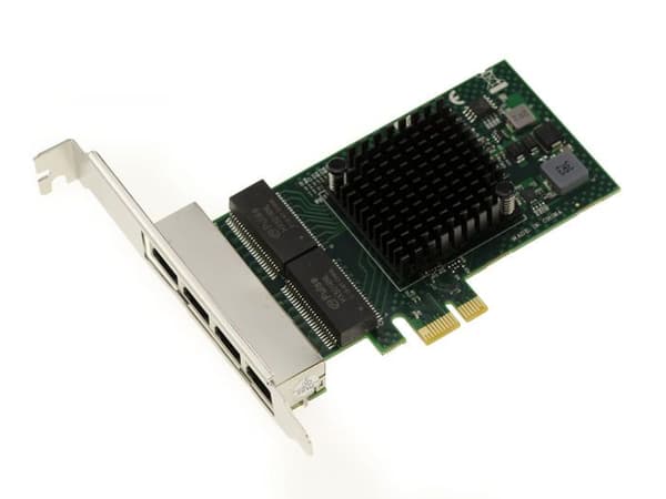 PCIe x1 nätverkskontrollkort 4 RJ45-portar QUAD LAN GIGABIT ethernet 10 100 1000Mb 1G - BroadCom BCM5719 - Låg och hög profil
