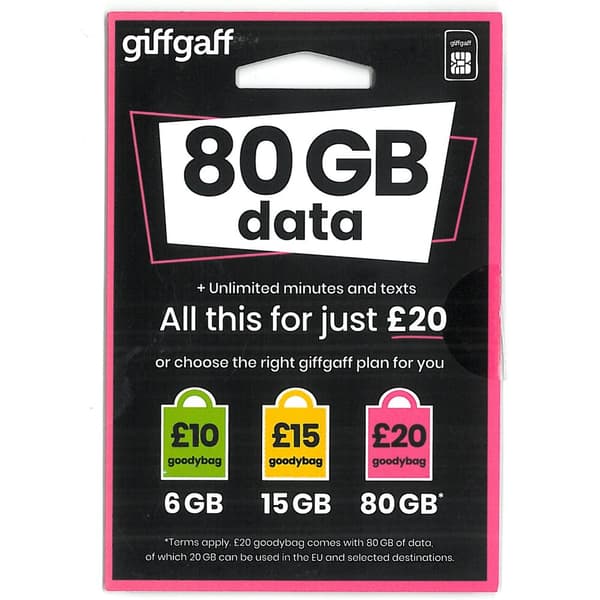Giffgaff UK lanceringskort
