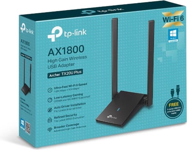 TP-Link AX1800 Dubbla antenner Högförstärknings trådlös USB-adapter