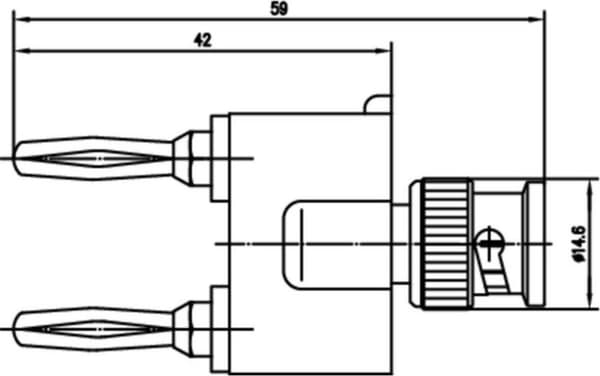 Telegärtner måleadapter [BNC-stik - lamelstik 4 mm, lamelstik 4 mm] J01008A0626 sort, sølv (J01008A0626)