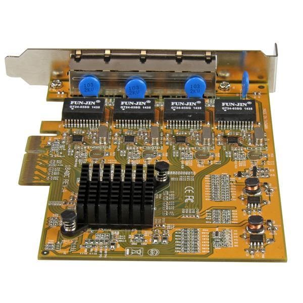 StarTech.com 4-porttinen PCIe Gigabit -verkkokortti - Verkkosovitin - PCIe Low Profile - Gigabit Ethernet x 4 - Keltainen (ST1000SPEX43)