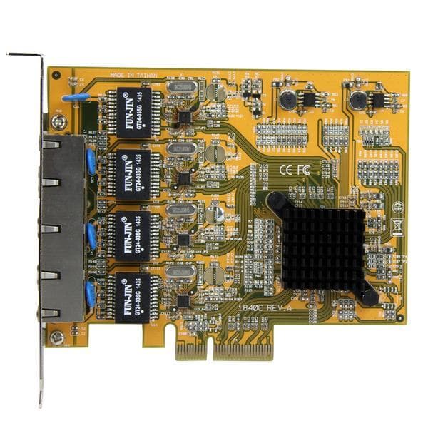 StarTech.com 4-porttinen PCIe Gigabit -verkkokortti - Verkkosovitin - PCIe Low Profile - Gigabit Ethernet x 4 - Keltainen (ST1000SPEX43)