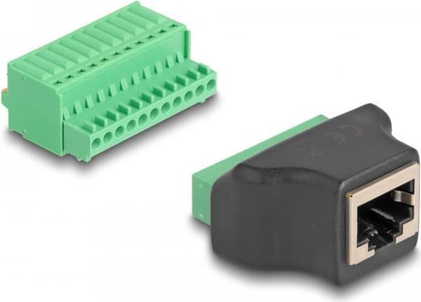 DeLOCK 66244 kabeladapter RJ50 11-polet klemrække sort - grøn (66244)