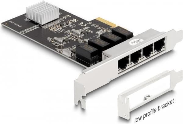 DeLOCK PCI Express x4-kort 4 x RJ45 Gigabit LAN RTL8111 - PCIe - RJ-45 - PCIe 2.0 - Sølv - PC - Windows 10 - Windows 11 - Windows 8.1 (88618) Sølv