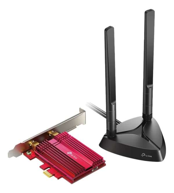 tplink Archer TX3000E, Wi-Fi 6 Bluetooth 5.0 PCIe-adapter Sort, Rød